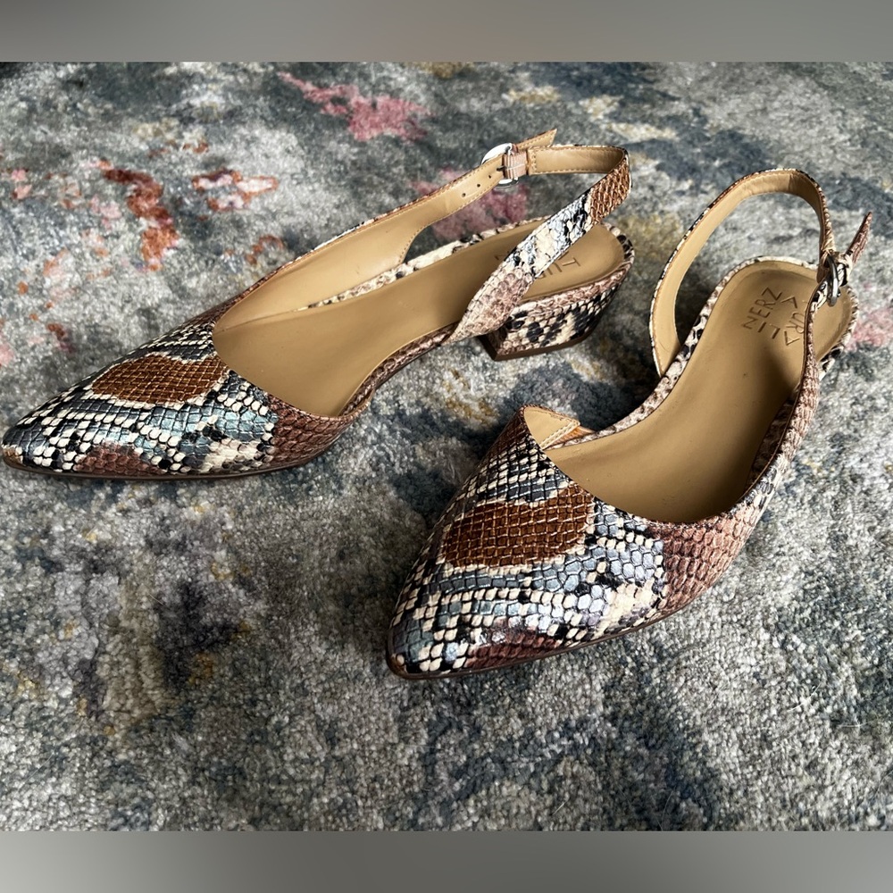 Naturalizer Banks Slingback Pump, metallic python-embossed leather, gently used